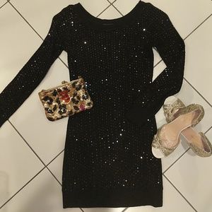 INC black sequin long sleeve dress size S